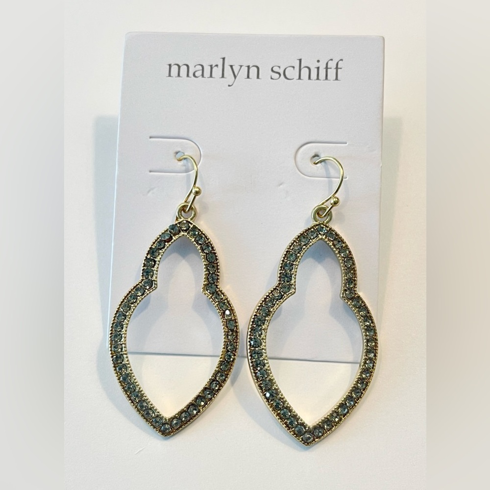 Marlyn Schiff | Black Crystal Marquise Dangle Earrings